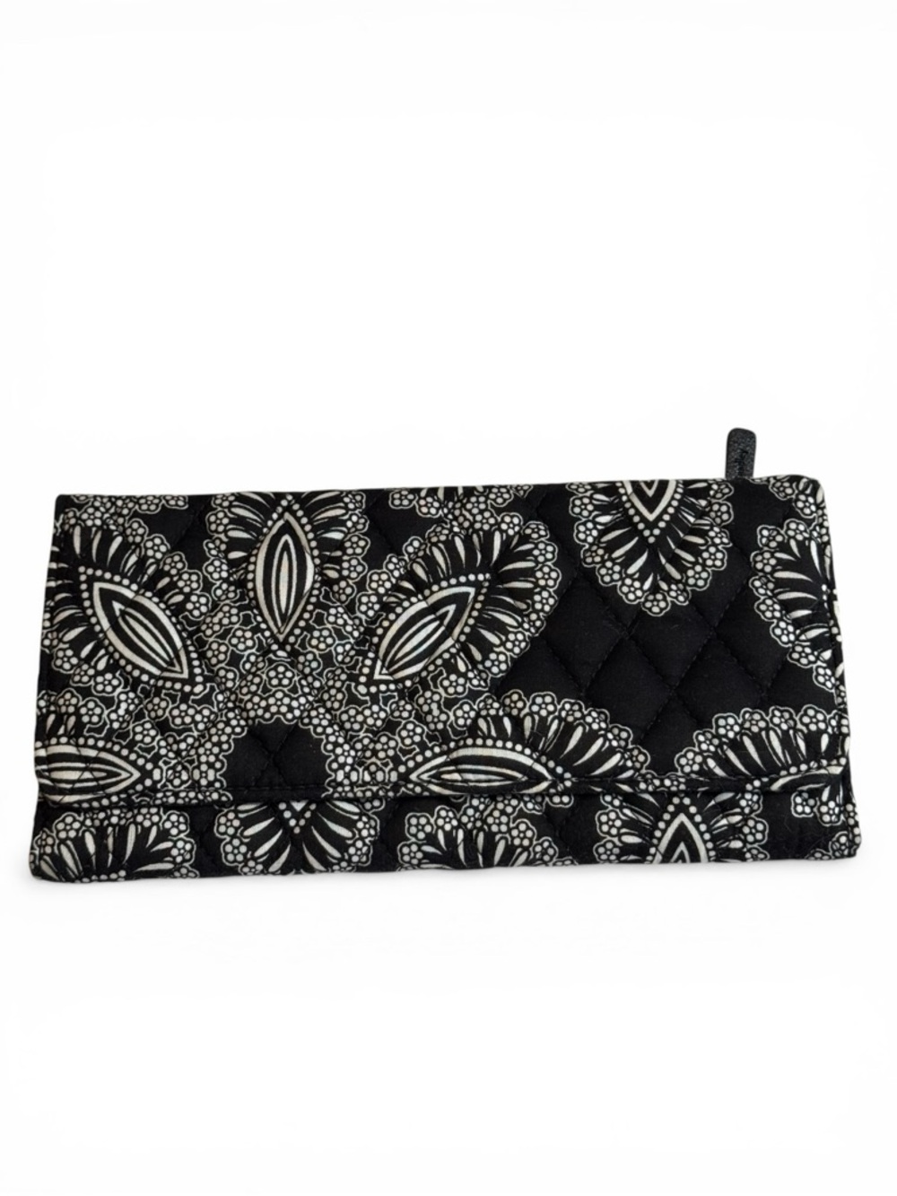 Vera Bradley Wallet Trifold Quilt Black White Floral Cotton NWOT Blanco Bouquet